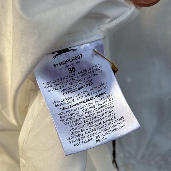 Longchamp Eyelet Blouse Peplum Top in White - Picture 8 of 8